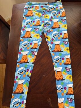 Kids Blue Cartoon Balloon Print Leggings